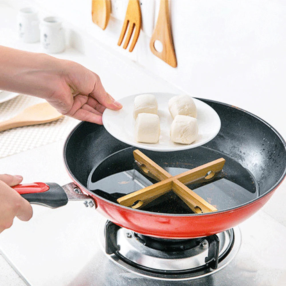 Suporte de bambu Cross Pot, Trivet Pan Rack, isolamento térmico, suporte de madeira anti-calor, dispositivo de cozinha, 1 Pc