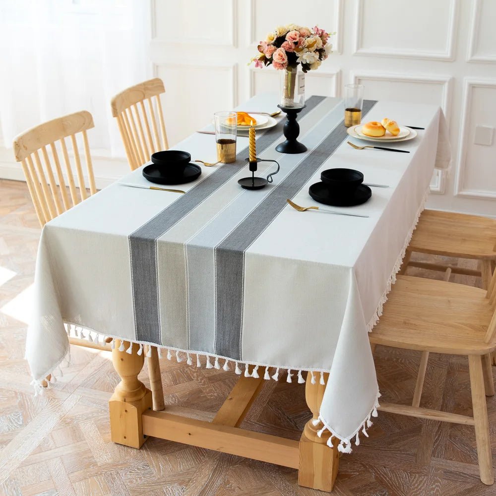 Toalha de mesa retangular redonda de linho batilo, toalha de mesa à prova d'água para jantar, mesa de café, cozinha, decoração de sala