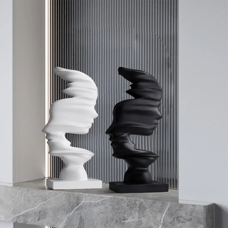 Escultura Abstrata de Rosto em Resina - Casa Ornato