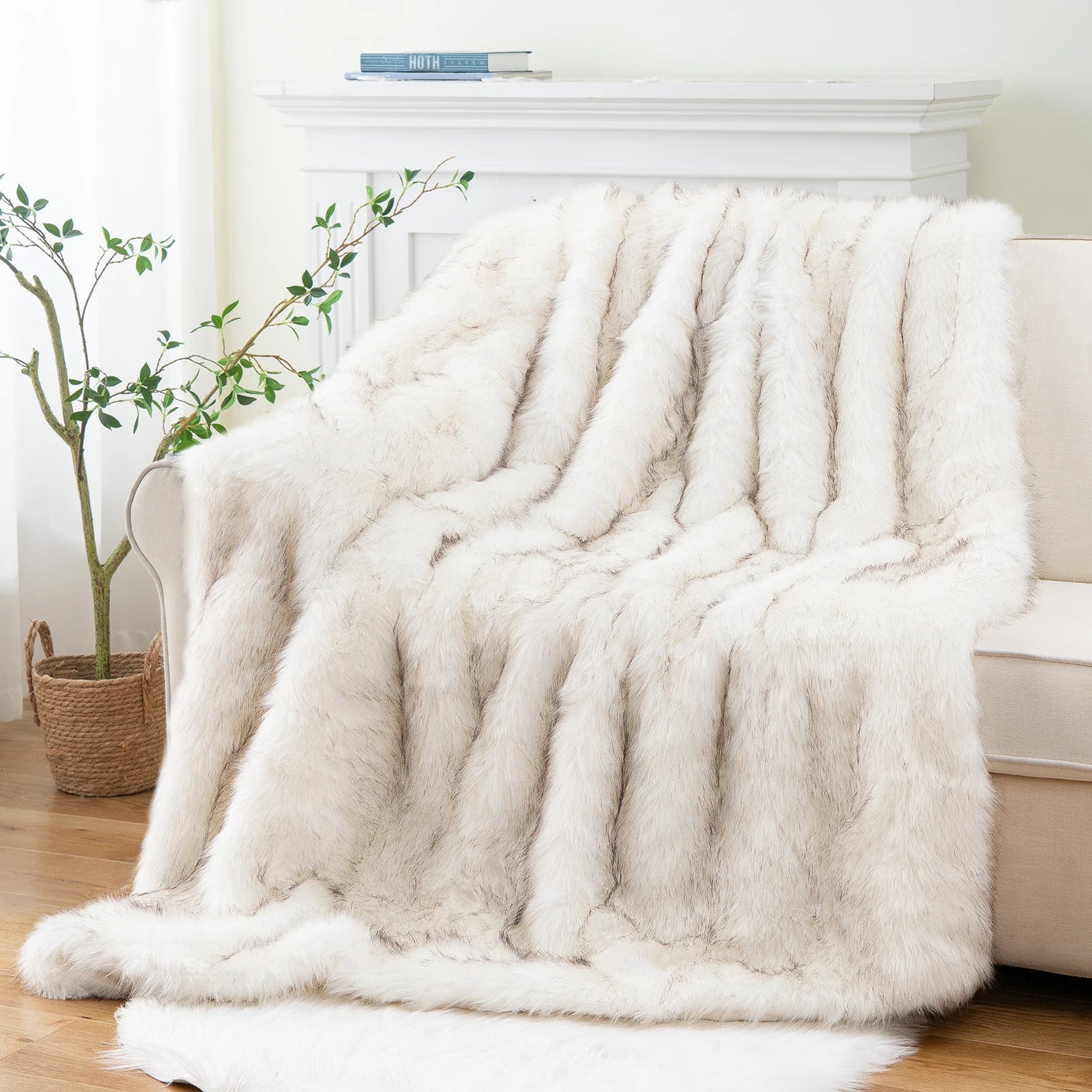 Battilo cobertor de pele sintética xadrez lance para sofá luxo pele de raposa lance cobertor inverno quente fofo cobertores macios colcha na cama