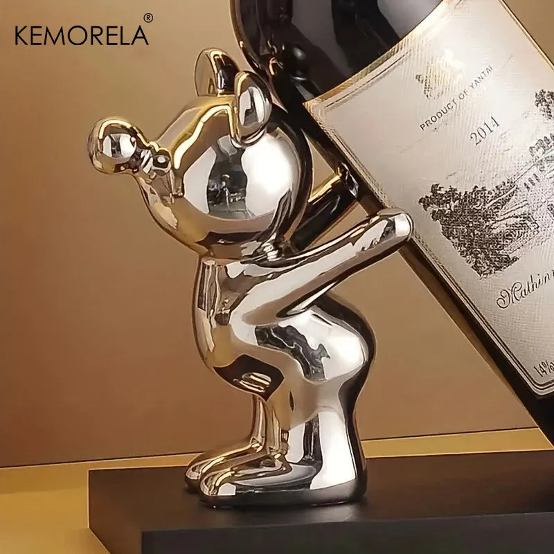 1/2 pçs criativo rack de vinho cerâmica dos desenhos animados decoração sala estar decoração casa bonito rack armazenamento casa cozinha barra decoração