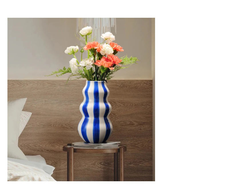 Listras coloridas criativo vaso de cerâmica vasos de plantas decoração de mesa ornamentos arranjo de flores vaso floral decoração estética do quarto