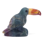 3.8 "pedra preciosa natural fluorite crytal tucano estátua reiki cura pedra escultura animal droll pássaro estatueta artesanato decoração de casa