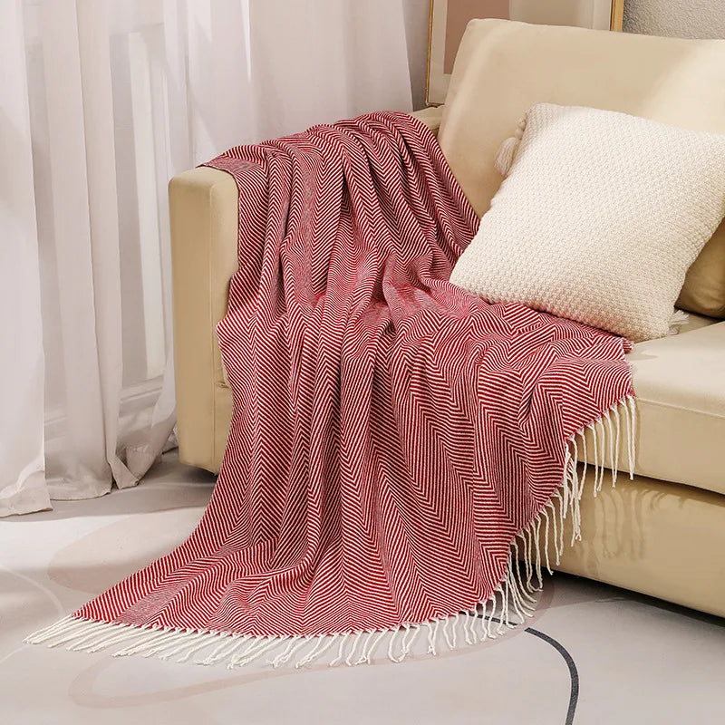 Cobertor Listrado Nórdico, Jacquard Geométrico, Cobertor De Malha, Colcha, Tapeçaria Xadrez, Decoração De Sofá, Drop Shipping