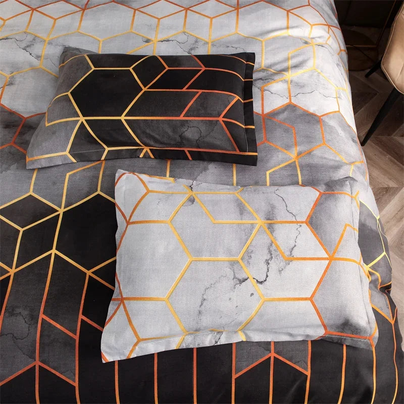 3 pçs conjunto de edredom verde duplo/completo/queen/king/single/duplo tamanho, conjuntos de cama geométricos para homem mulher, capa de edredão de mármore