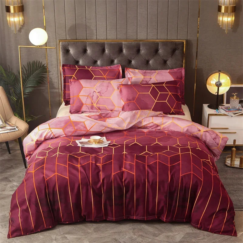 3 pçs conjunto de edredom verde duplo/completo/queen/king/single/duplo tamanho, conjuntos de cama geométricos para homem mulher, capa de edredão de mármore