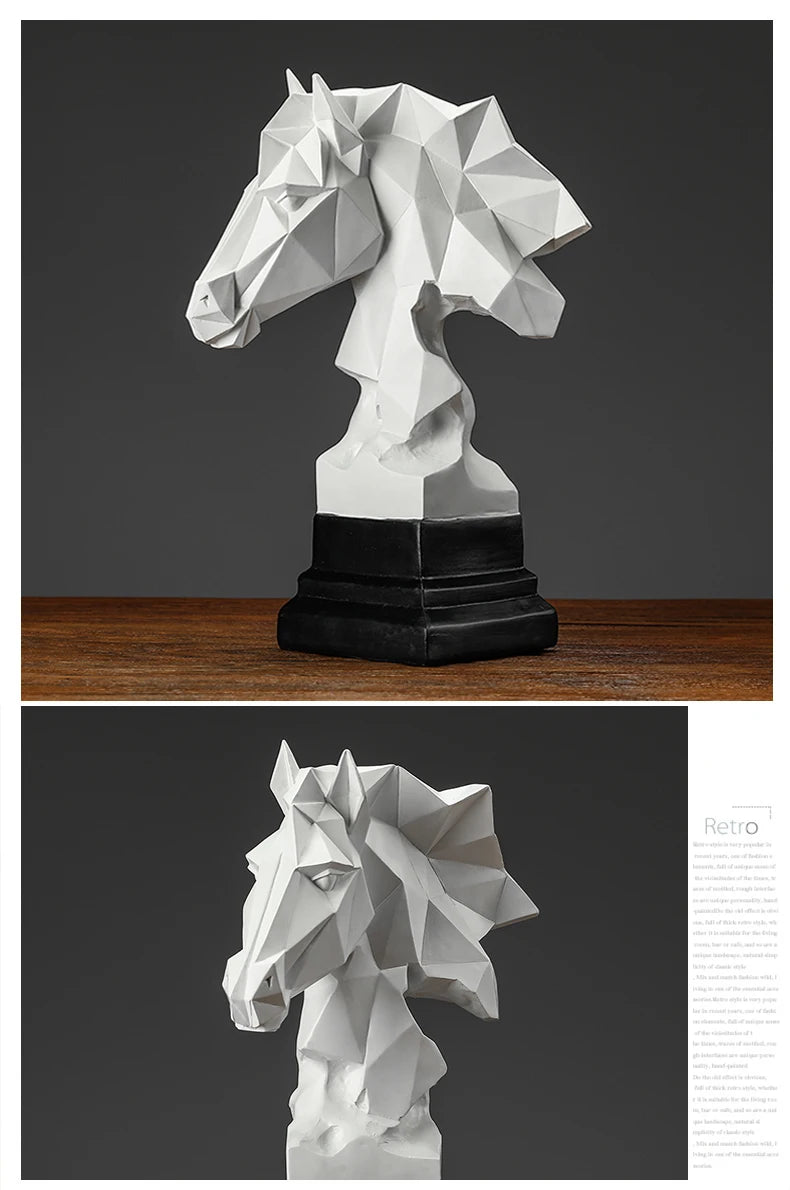 Escultura Cabeça de Cavalo para Decoração Interior, Figura De Cavalo Colecionável, Ornamento De Resina, Arte Exclusiva, Poligonal, 1PC