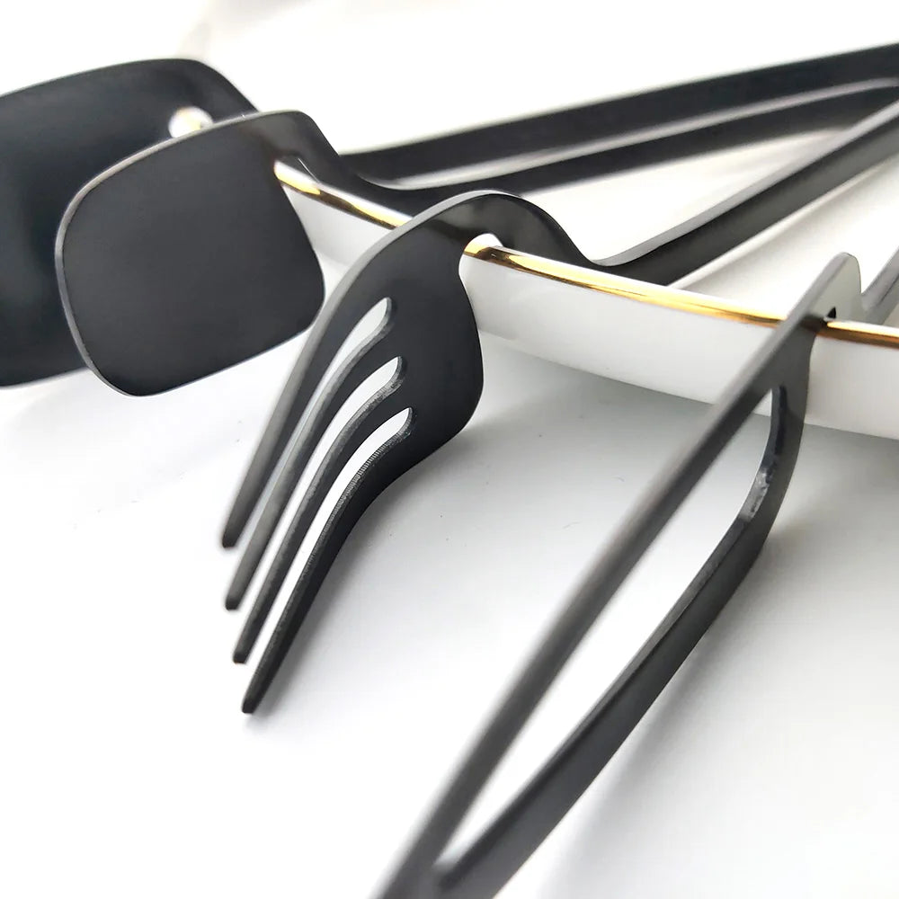 Jankng 24 pçs ouro rosa fosco conjunto de talheres faca garfo colher talheres conjunto 304 louça de aço inoxidável conjunto presente cozinha