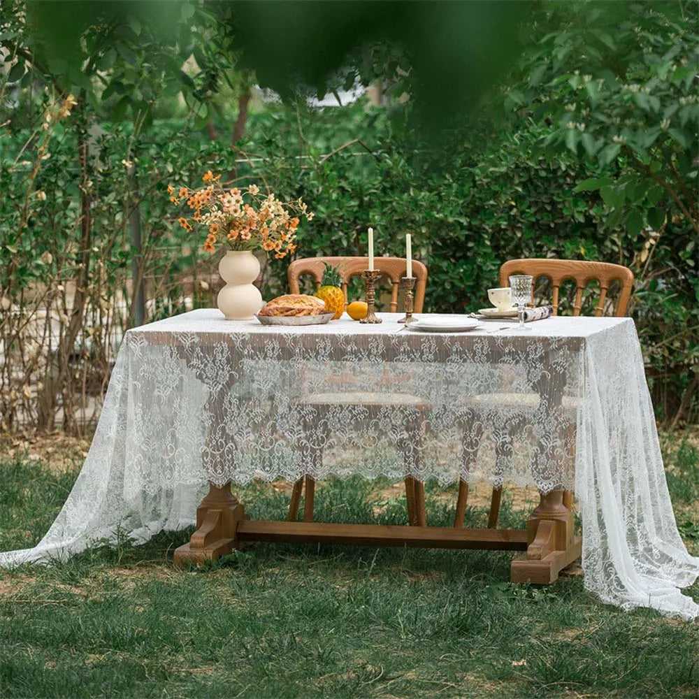 Toalha de mesa retangular de renda, toalha de mesa para casamento, festa de aniversário, eventos, banquete, jantar em casa, toalhas de mesa brancas