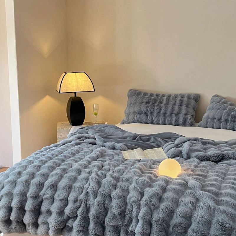 Cobertor luxuoso de pele sintética de coelho, cobertor macio de inverno para casa, cama, sofá, 100x150cm, 150x200cm, 200x230cm