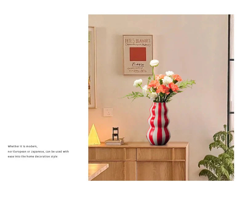 Listras coloridas criativo vaso de cerâmica vasos de plantas decoração de mesa ornamentos arranjo de flores vaso floral decoração estética do quarto