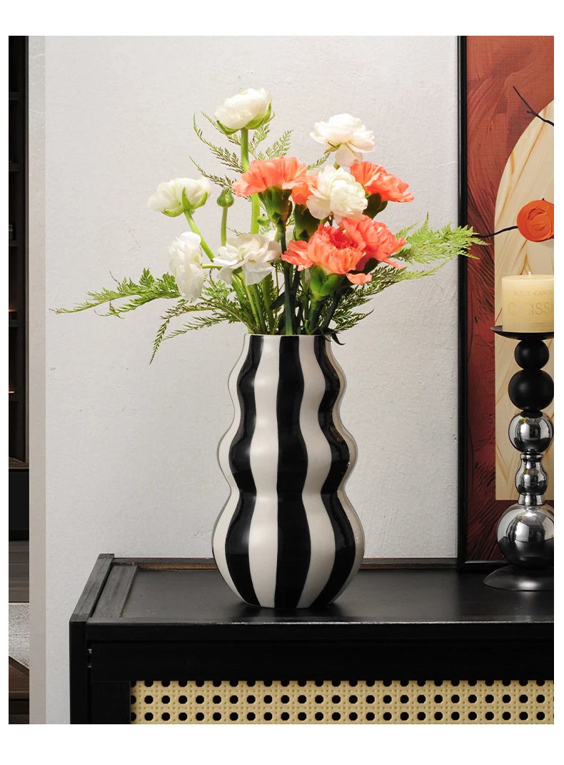 Listras coloridas criativo vaso de cerâmica vasos de plantas decoração de mesa ornamentos arranjo de flores vaso floral decoração estética do quarto