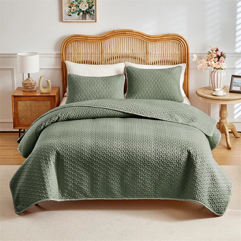 Colcha com 2 Fronhas - Acolchoada de Luxo em Poliéster Branco Imaculado - Casa Ornato