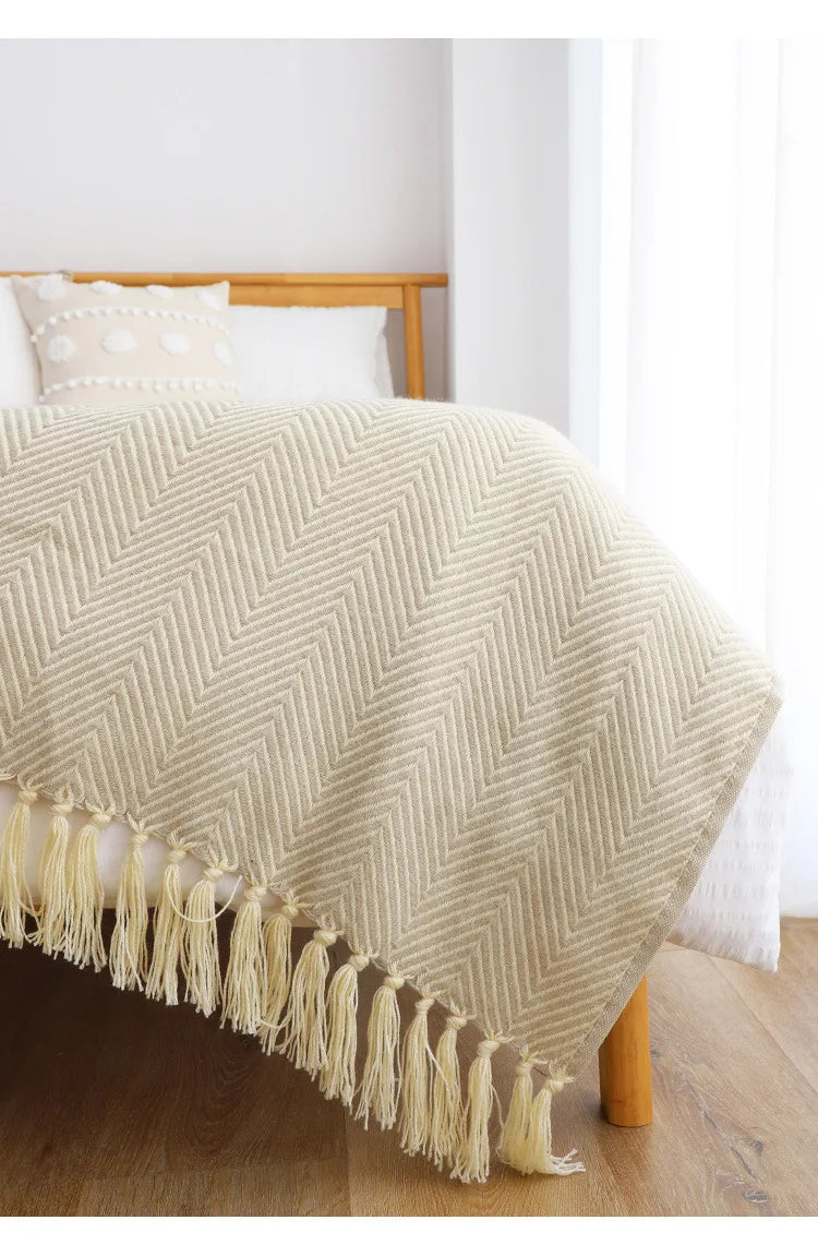Cobertor Listrado Nórdico, Jacquard Geométrico, Cobertor De Malha, Colcha, Tapeçaria Xadrez, Decoração De Sofá, Drop Shipping