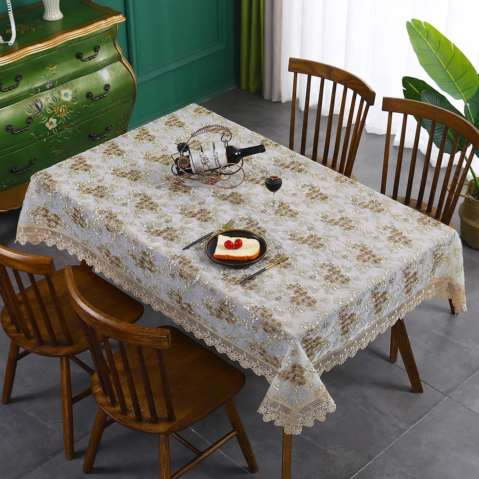 Battilo-Toalha De Mesa De Renda Bordada Retangular, Cobertura De Mesa De Luxo, Toalhas De Mesa De Café, Mesas De Jantar, Casa, Decoração De Casamento