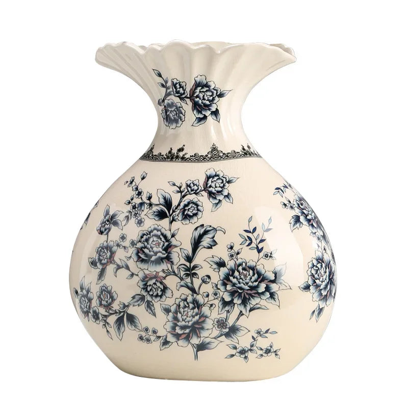 Vaso de Cerâmica Decorativo com Estampa Floral - Casa Ornato