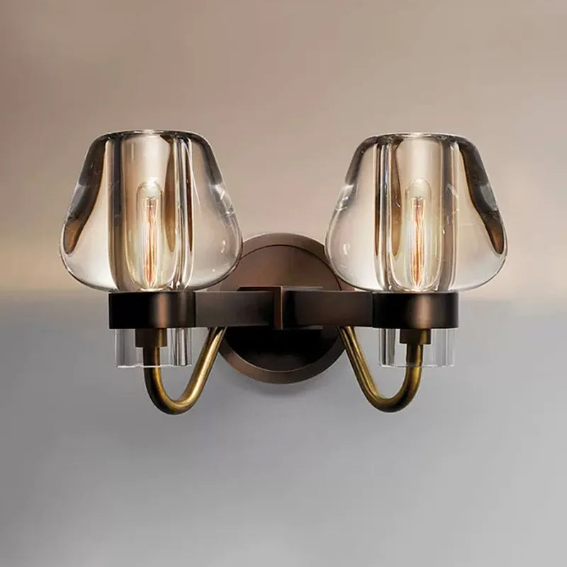 Americano retro todo o cobre lâmpada de parede sala estar quarto cabeceira fundo decoração luz luxo k9 cristal lâmpada parede