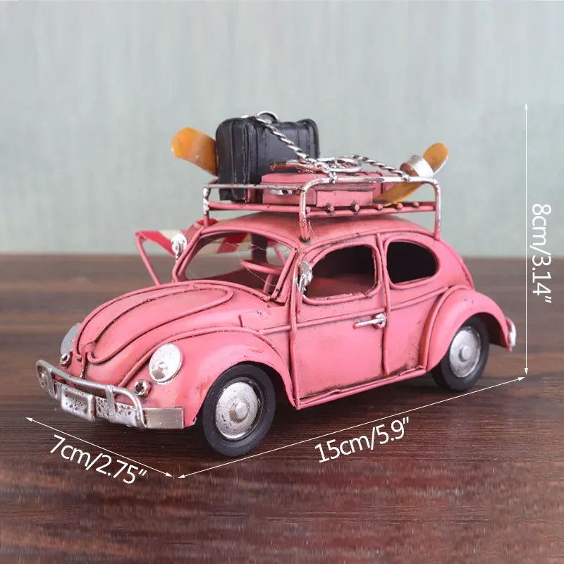 Clássico ferro forjado carro retro besouro ônibus modelo em miniatura acessórios de decoração para casa artesanato artesanal estante decoração ornamentos