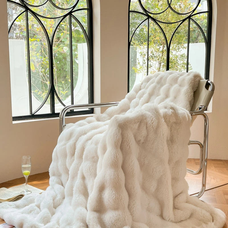 Cobertor luxuoso de pele sintética de coelho, cobertor macio de inverno para casa, cama, sofá, 100x150cm, 150x200cm, 200x230cm