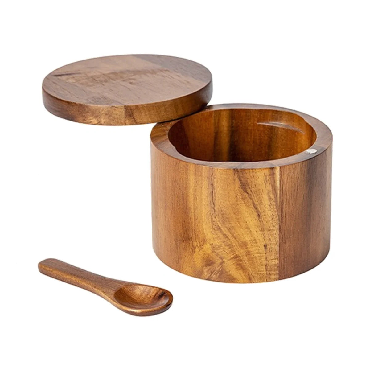 Adega de Sal em Madeira de Acácia com Colher - Casa Ornato