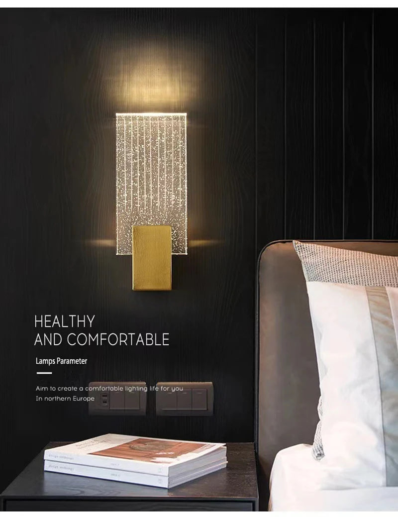 Bolha de cristal lâmpadas parede moderna iluminação led ouro arandelas parede interior sala estar fundo tv quarto corredor decoração casa lustre