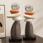 Escultura Moderna de Pedras com Esfera de Cristal - Casa Ornato