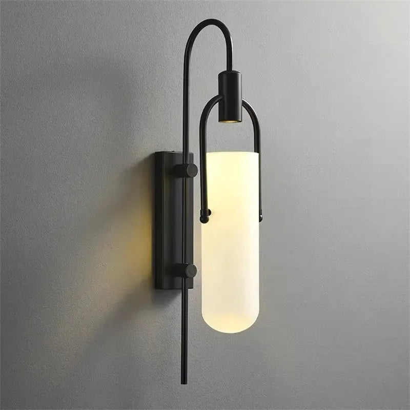 Moderna lâmpada de parede led para cabeceira sala estar jantar corredor preto/ouro arandela vidro luminária