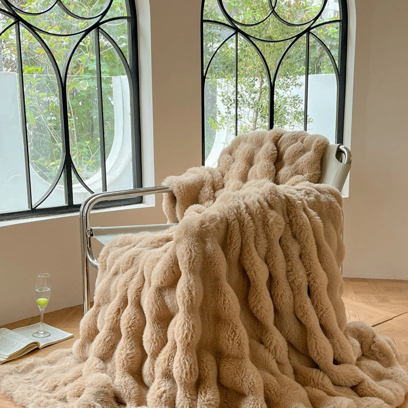 Cobertor luxuoso de pele sintética de coelho, cobertor macio de inverno para casa, cama, sofá, 100x150cm, 150x200cm, 200x230cm