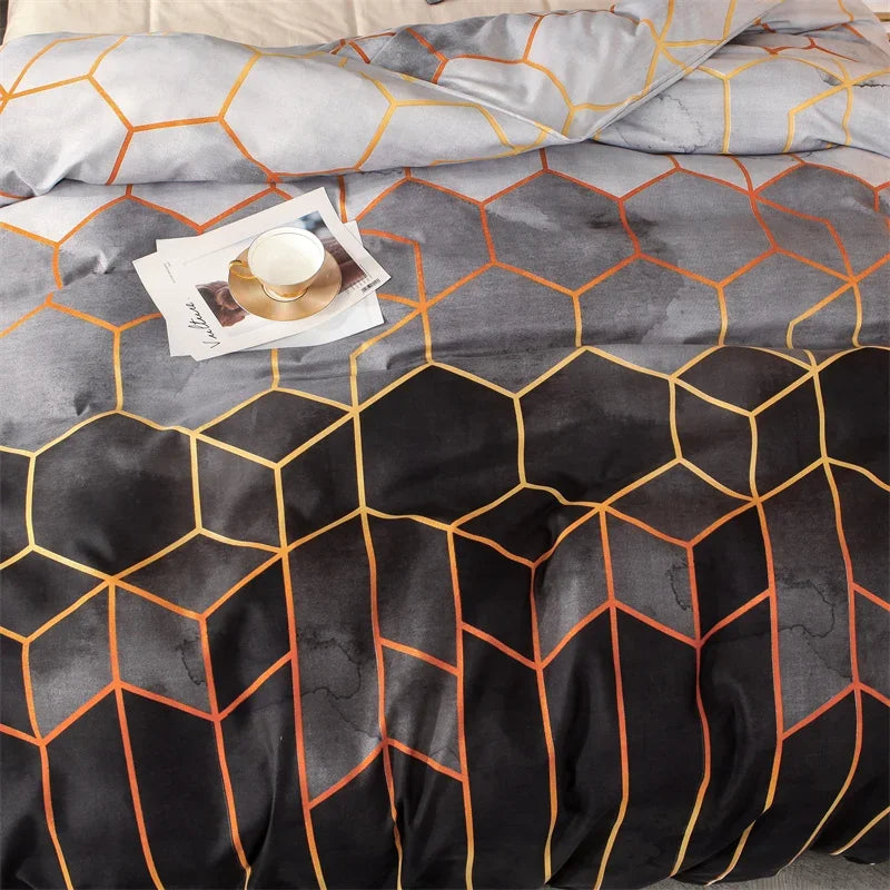 3 pçs conjunto de edredom verde duplo/completo/queen/king/single/duplo tamanho, conjuntos de cama geométricos para homem mulher, capa de edredão de mármore