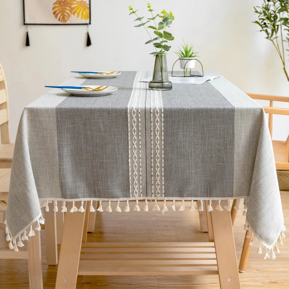 Toalha de mesa retangular redonda de linho batilo, toalha de mesa à prova d'água para jantar, mesa de café, cozinha, decoração de sala
