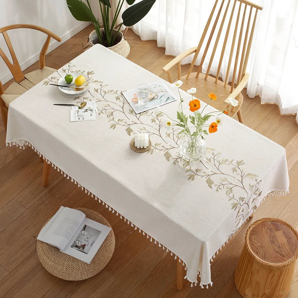 Toalha de mesa retangular redonda de linho batilo, toalha de mesa à prova d'água para jantar, mesa de café, cozinha, decoração de sala