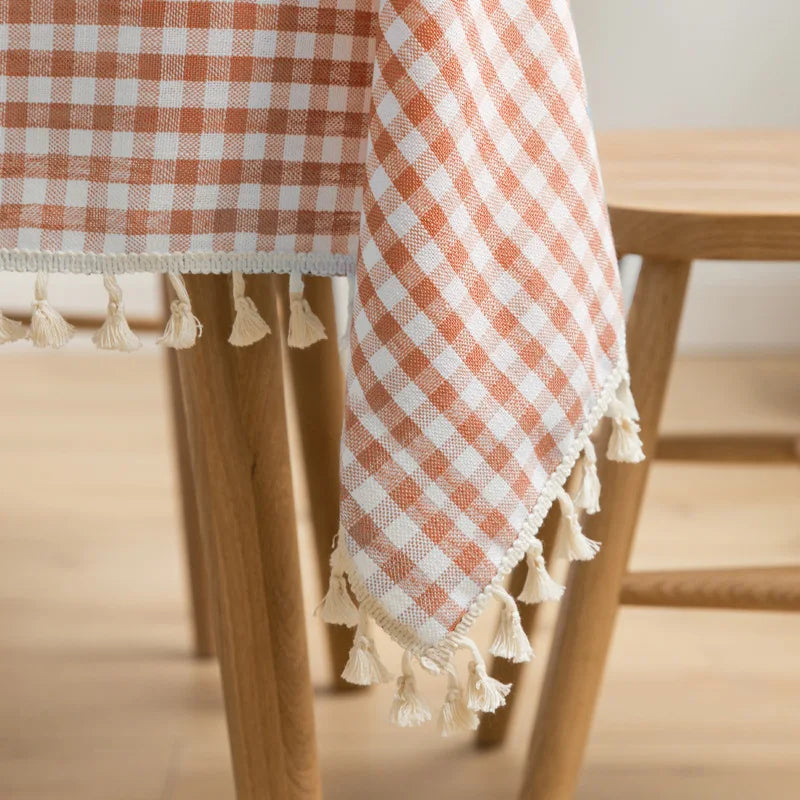 Toalha de mesa xadrez cozinha, casamento, toalha de mesa de férias decoração, toalha de mesa geométrica de piquenique de algodão boêmio ao ar livre