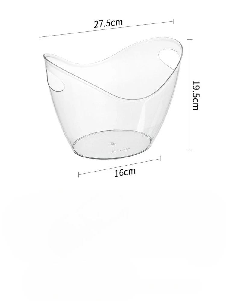 Balde de gelo doméstico de 4l, cerveja, champanhe, vinho tinto, recipiente de resfriamento, balde de gelo frio de plástico para coquetel, cesta de armazenamento de frutas