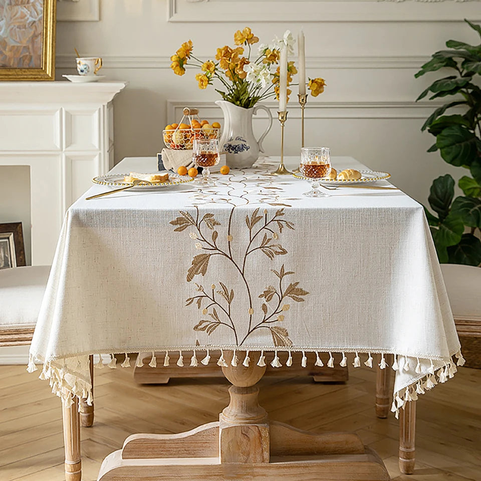 Toalha de mesa retangular redonda de linho batilo, toalha de mesa à prova d'água para jantar, mesa de café, cozinha, decoração de sala