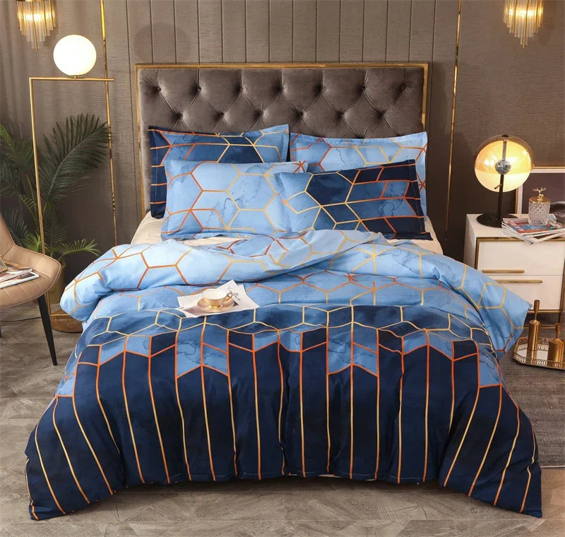 Conjunto de Cama Geométrico Mármore - Elegância - Casa Ornato