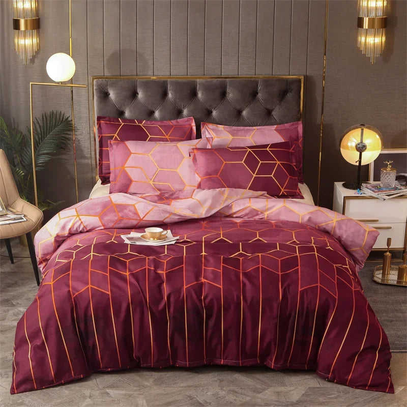 Conjunto de Cama Geométrico Mármore - Elegância - Casa Ornato