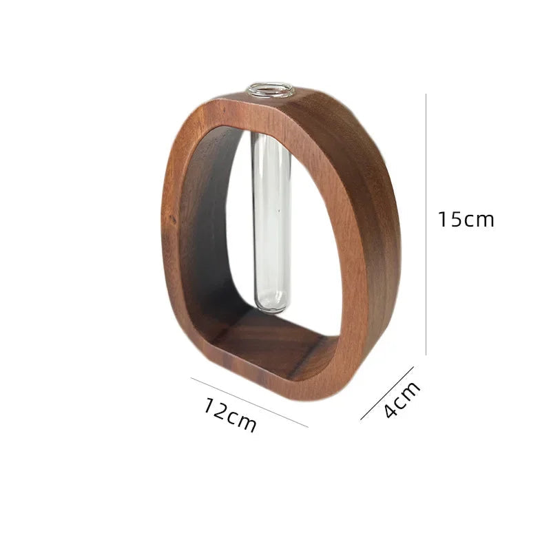 Vaso de Madeira Nobre com Tubo de Vidro - Casa Ornato