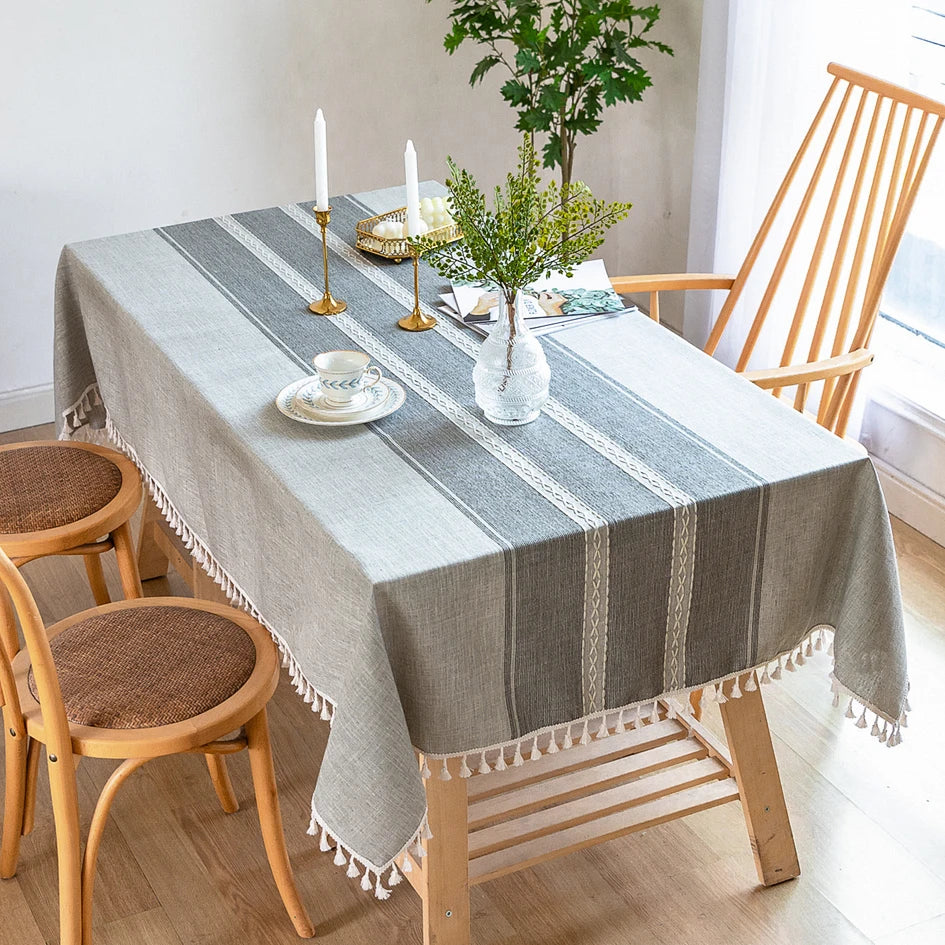 Toalha de mesa retangular redonda de linho batilo, toalha de mesa à prova d'água para jantar, mesa de café, cozinha, decoração de sala