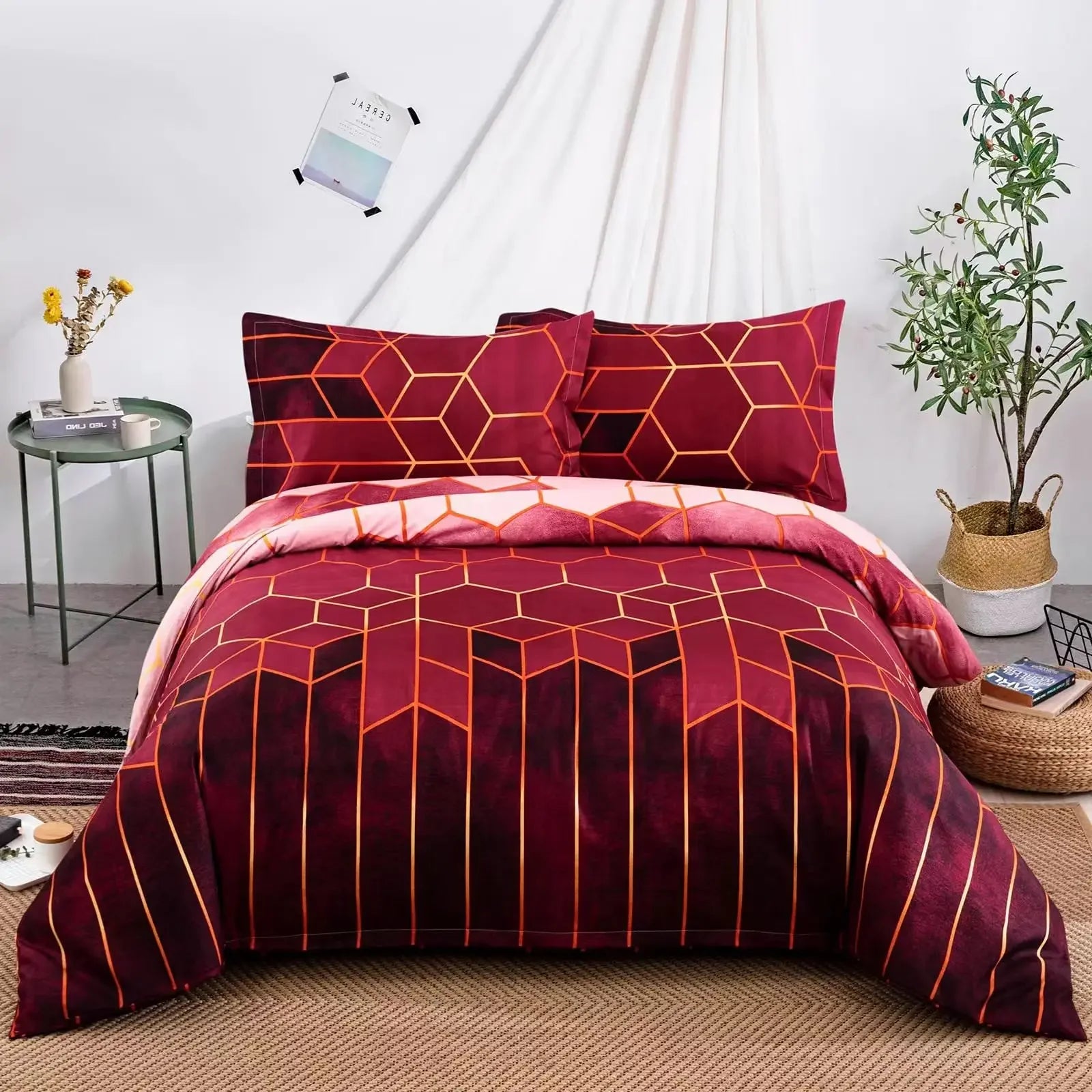 Conjunto de Cama Geométrico Mármore - Elegância - Casa Ornato