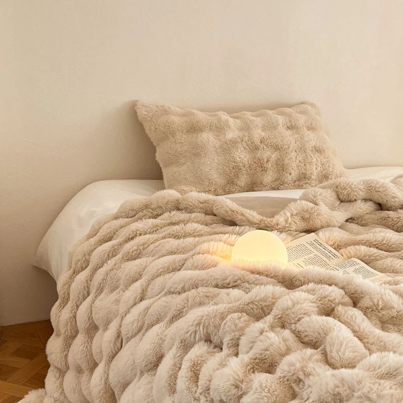 Cobertor luxuoso de pele sintética de coelho, cobertor macio de inverno para casa, cama, sofá, 100x150cm, 150x200cm, 200x230cm