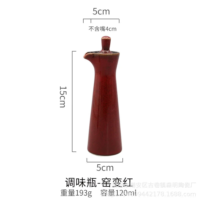 Garrafa de tempero de cerâmica pote de óleo garrafa de molho de soja pote de especiarias pote de vinagre caixa de tempero suprimentos de cozinha ferramentas de especiarias