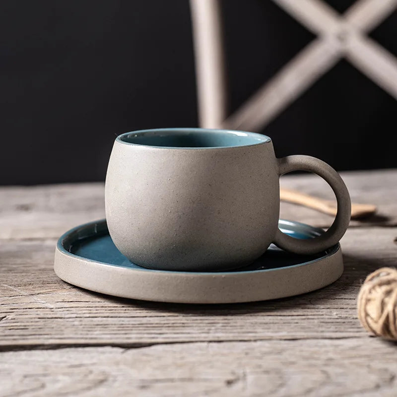 Caneca de café cerâmica caneca de café com pires latte xícara de café cafeteira criativa porcelana cerâmica grossa escritório chá canecas xícara de café