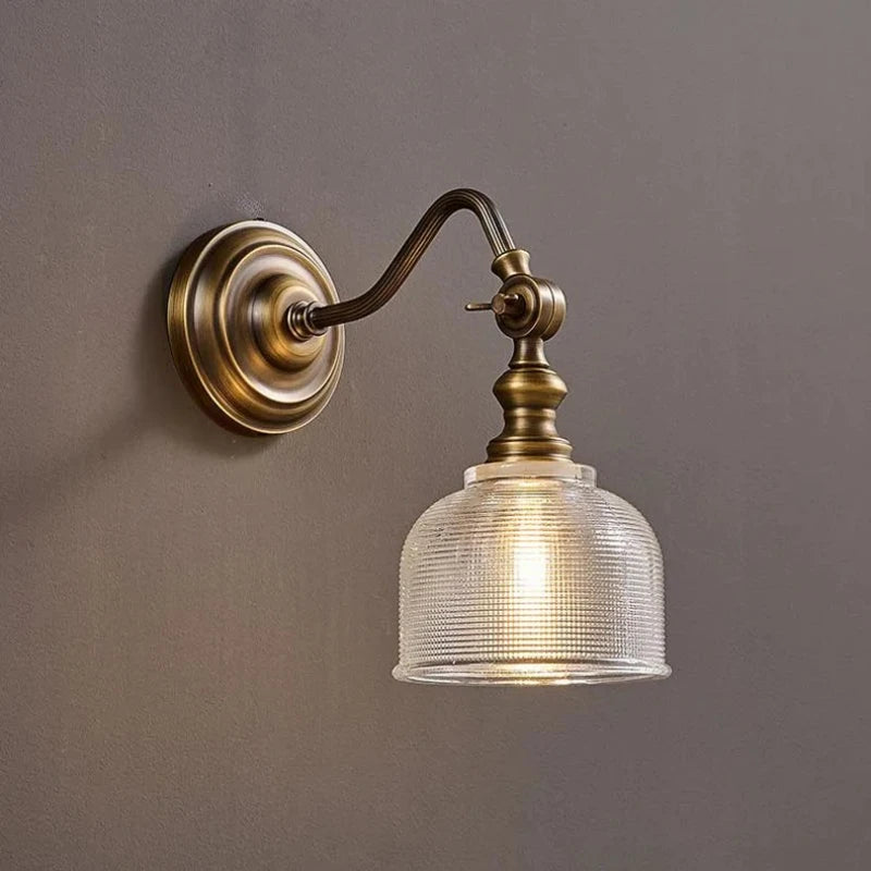 2025 nova lâmpada de parede de cobre completo vintage-iluminação criativa e simples para decoração de parede de fundo de quarto de luxo