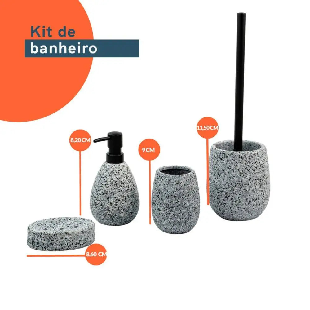 Kit Banheiro Saboneteira E Escova Sanitária 4 Pçs - Oikos