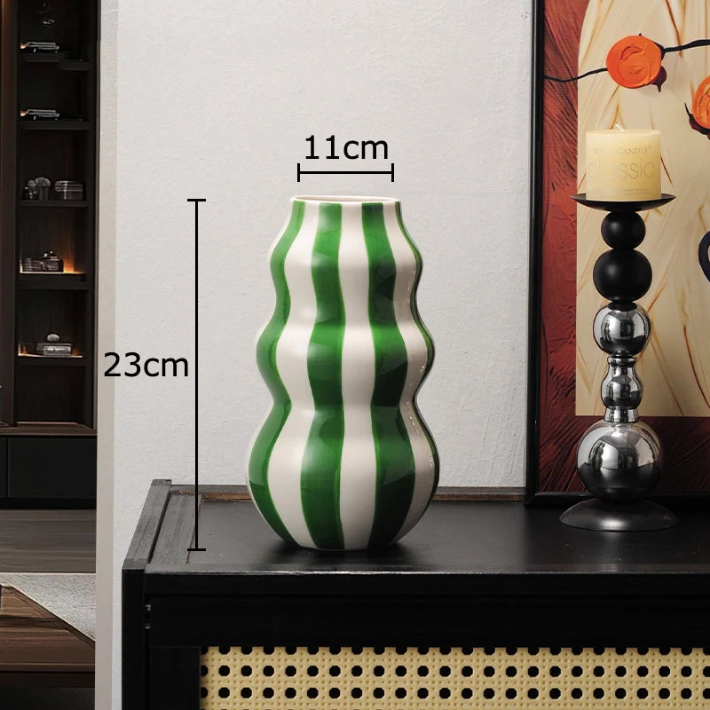 Listras coloridas criativo vaso de cerâmica vasos de plantas decoração de mesa ornamentos arranjo de flores vaso floral decoração estética do quarto