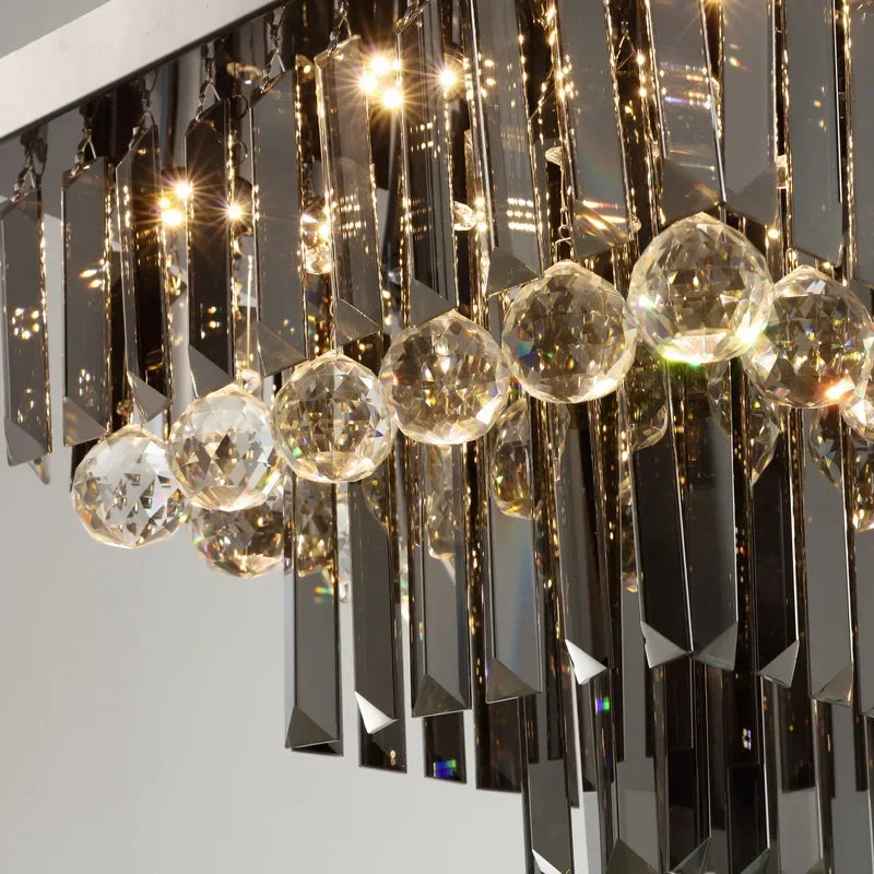 Lustre de cristal moderno preto brilhante para sala de jantar luxo retângulo ilha pendurado luminária decoração para casa lâmpada de cristal