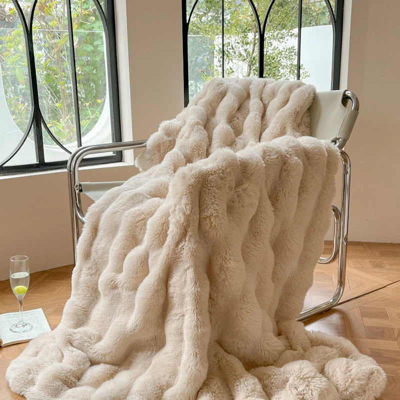 Cobertor luxuoso de pele sintética de coelho, cobertor macio de inverno para casa, cama, sofá, 100x150cm, 150x200cm, 200x230cm