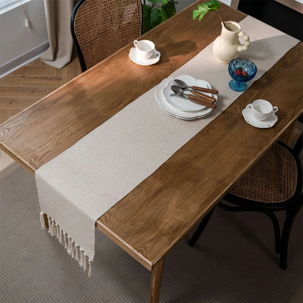 Corredor de mesa verde nórdico jacquard geométrico bandeira de mesa franja chá país toalha de mesa corredores para mesa de jantar capa decoração