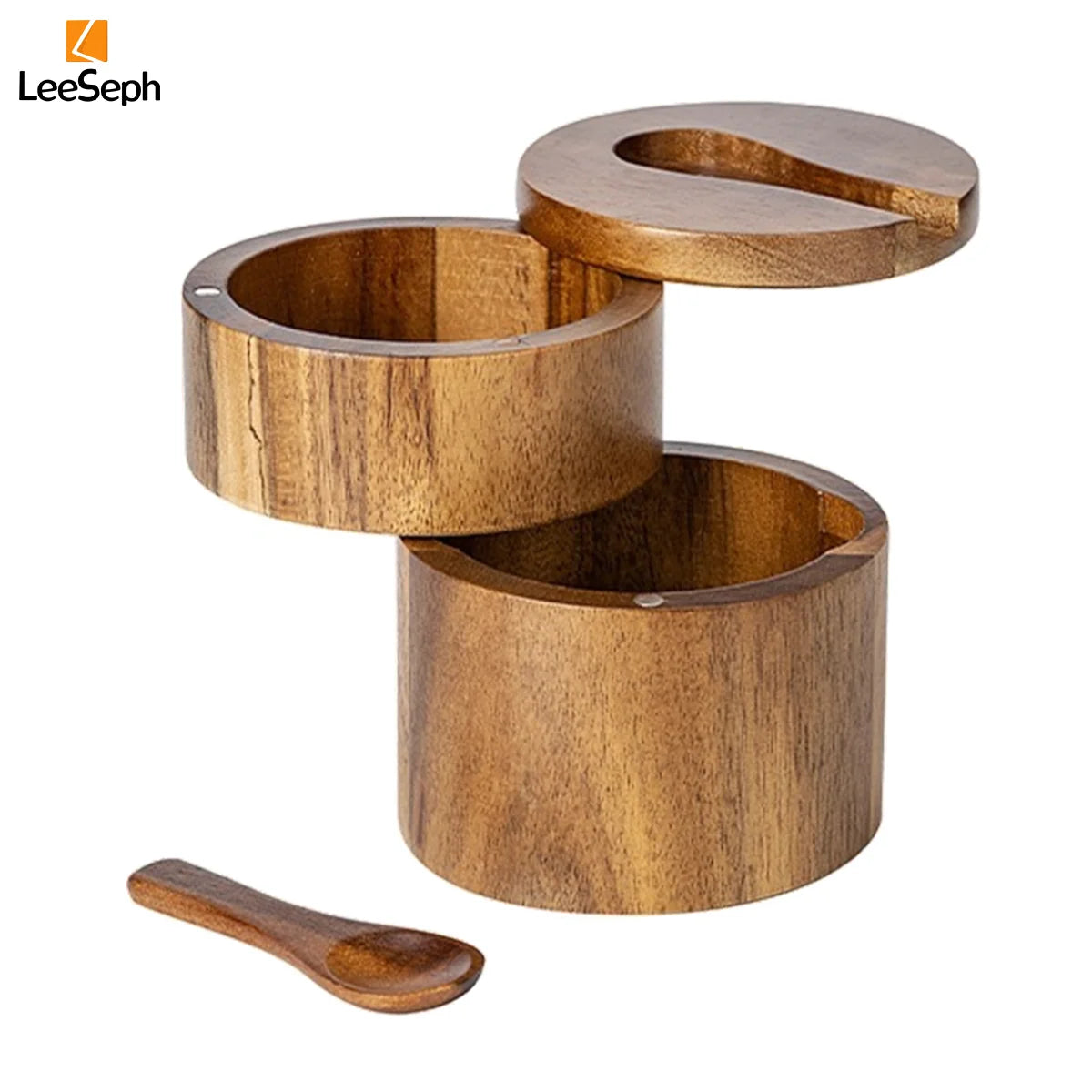 Adega de Sal em Madeira de Acácia com Colher - Casa Ornato