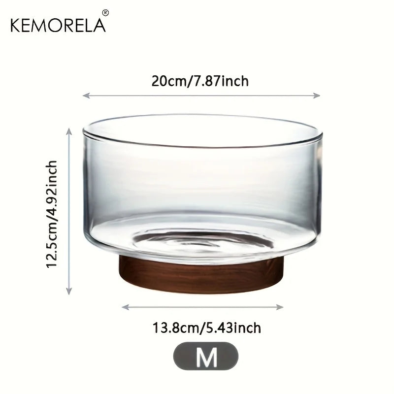 Tigela De Frutas De Vidro Criativo, Saladeira Grande Base De Madeira, Lanches, Pipoca, Tigelas De Armazenamento De Nozes, Recipiente De Armazenamento De Lanche De Natal Em Casa